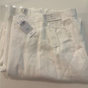 Abercrombie White Linen Wide Leg Pants